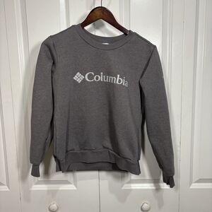 Columbia Sweatshirt Womens S Gray Logo Crew Pullover Outdoor Cozy Minimalist